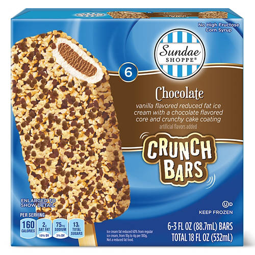 Sundae Shoppe Chocolate Ice Cream Crunch Bars, 6 count